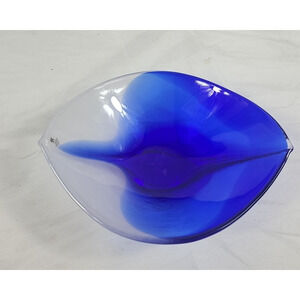 Mats Jonasson Maleras Sweden Blue Magic Art Crystal Glass Bowl Marked